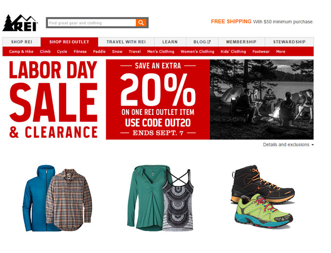 Labor Day Sale - Extra 20% off at REI Outlet
