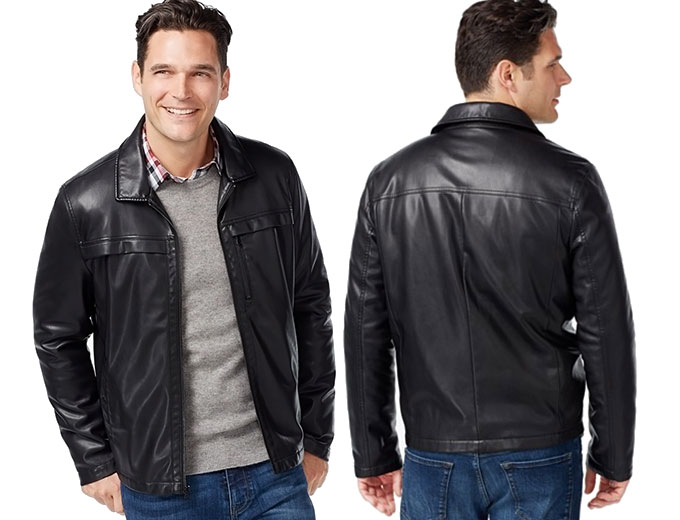 Kenneth Cole Smooth Faux-Leather Hipster Jacket