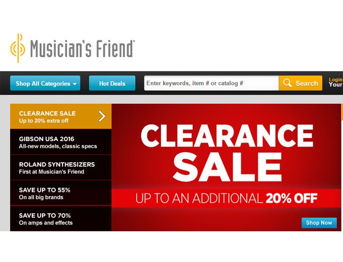Musician's Friend Sale - Up to 93% off