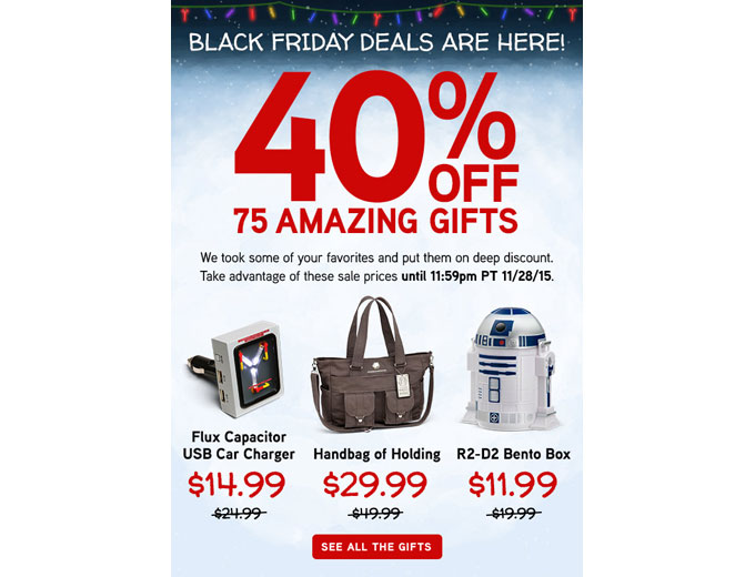ThinkGeek Black Friday Deals - 40% off