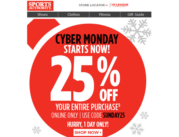 Cyber Monday Starts Now at Sports Authority