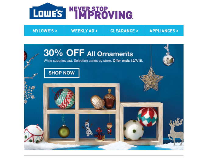 All Christmas Ornaments at Lowe's
