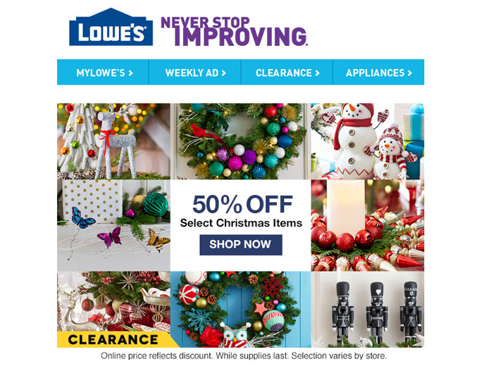 Get 50% OFF Christmas Items at Lowe's