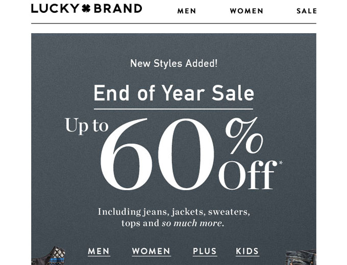 End of Year Sale - 60% off at Lucky Brand