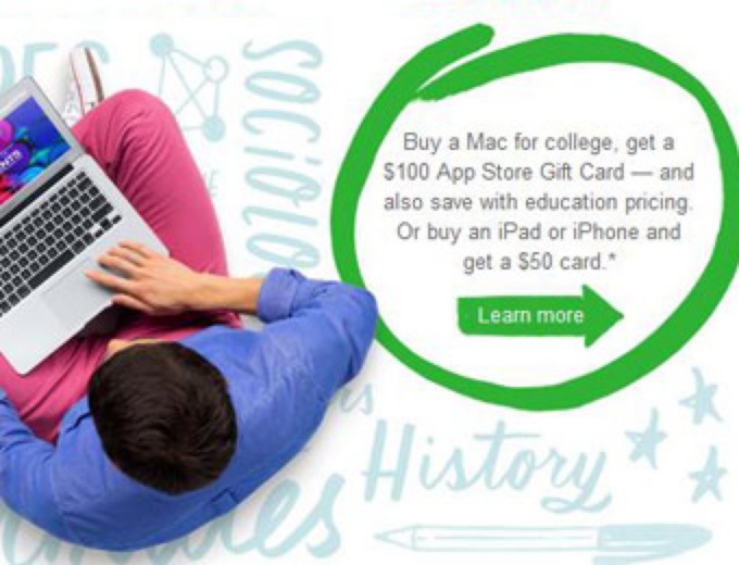 Free $50-$100 Apple App Gift Card w/Purchase