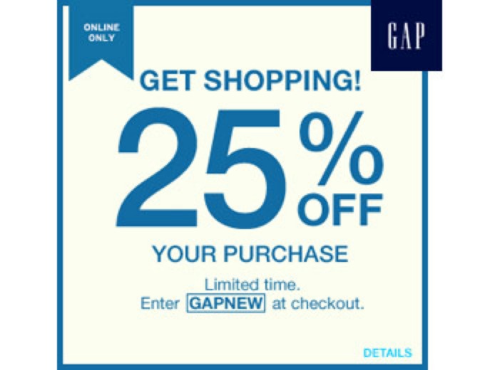 Extra 25% off Your Purchase at Gap.com