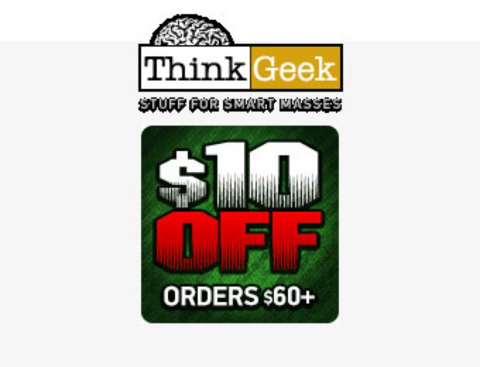 Deal: $10 off your order of $60+ at ThinkGeek