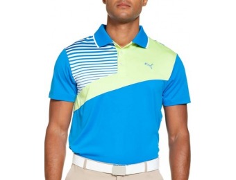 89% off Puma Golf Directoire Blue Colorblock Stripe Tech Polo