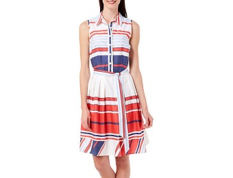 80% off AGB Womens Button Up Striped Shirtdress