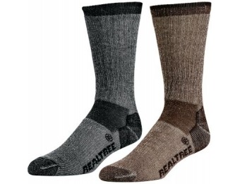 80% off REALTREE Men's Merino-Wool Socks Two-Pack - Black (L)