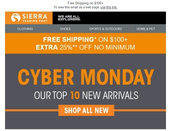 2016 Sierra Trading Post Cyber Monday Sale Event