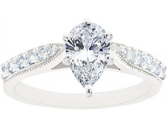 76% off 14K White Gold Pear Shaped Certified Diamond Ring