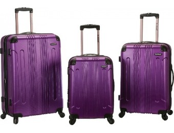 80% off Rockland 3pc Abs Luggage Set - Purple