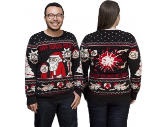 25% off Rick and Morty Happy Human Holiday Knit Sweater