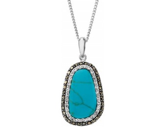 80% off Simulated Turquoise Silver-Plated Pendant Necklace
