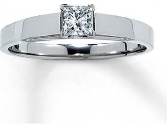 50% off Diamond Solitaire Ring 1/4 ct Princess-Cut 14K White Gold