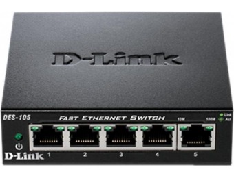 63% off D-Link DES-105 5-Port Fast Ethernet Switch