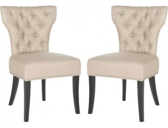 75% off Dharma Tufted Dining Chair, Wood/Beige (Set of 2)