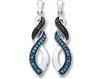 50% off Black & Blue Diamonds 1/6 cttw Sterling Silver Earrings