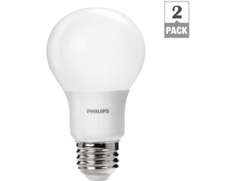 81% off Philips 60W Eqv Soft White Dimmable LED Light Bulb (2-Pack)