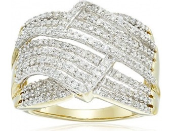 88% off Yellow Plating over Sterling Silver White Diamond Ring (1cttw)