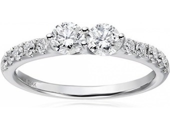 91% off 14k White Gold Classic Two Stone Diamond Ring (1cttw)