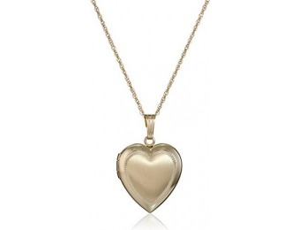 89% off 14k Yellow Gold Satin-Finish Engraved Heart Locket Necklace