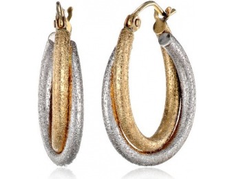 78% off 10k Gold Two-Tone 4.2mm Twisted Matte Hoop Earrings