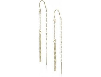 88% off 14k Gold Diamond-Cut Flat Bars Threader Earrings