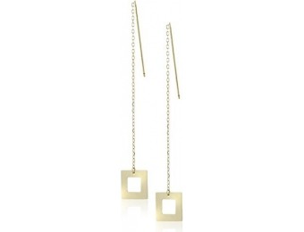 88% off 14k Yellow Gold Open Square Threader Earrings