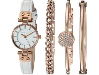 67% off Anne Klein Women's Metal and Leather Dress Watch Set