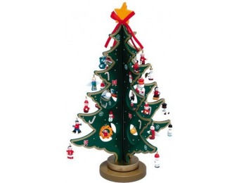 72% off Kurt Adler Wooden Tree w/ Wooden Ornaments, 25 Pc Set