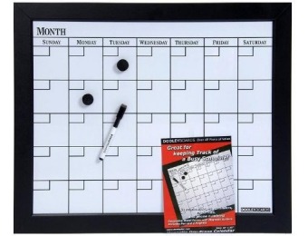 84% off Black Framed Magnetic Calendar Dry Erase Board, 18" x 22"