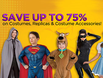 Save up to 75% on costumes, replicas, and costume accessories!