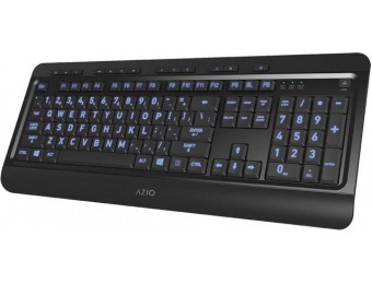35% off AZIO KB505U Large Print 3 Color Backlit Keyboard