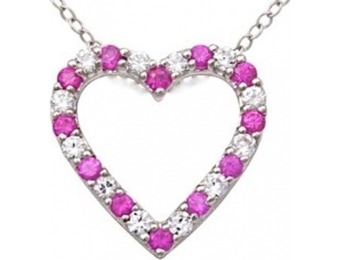 92% off Sterling Silver Created Pink Saphire and CZ Pendant