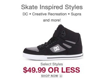 Skate Inspired Styles $49.99 or Less, DC, Supra & More