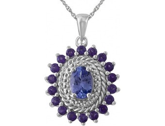 60% off Sterling Silver Tanzanite and Amethyst Pendant