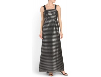 75% off Phoebe Metallic Stripe Mesh Column Gown