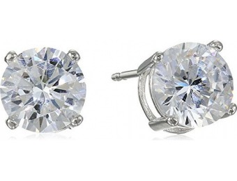 88% off Platinum-Plated Sterling Silver CZ Stud Earrings (3 cttw)