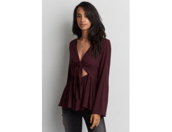 60% off AE Front Keyhole Bell Sleeve Top