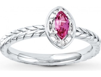 40% off Lab-Created Pink Sapphire Sterling Silver Ring