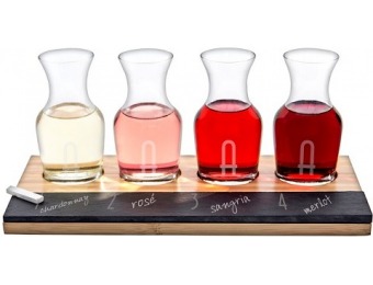 51% off Personalized Bamboo & Slate Wine Tasting Flight-A, Wood