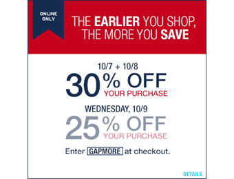 Extra 30% off Your purchase at Gap.com