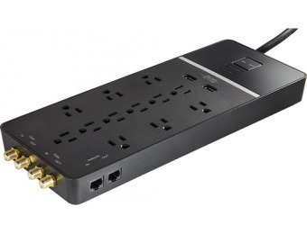 $45 off Rocketfish 12-Outlet/2-USB Surge Protector Strip - Black