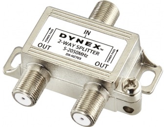 Deal: 70% off Dynex 2-Way Coaxial Splitter - Silver
