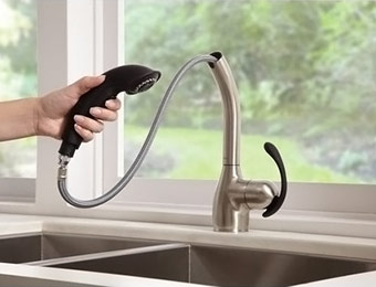 78% off Moen Neva Stainless Softgrip Pullout Kitchen Faucet