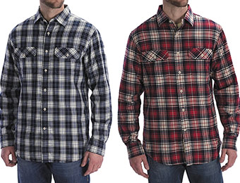 76% off Worn Denim Jersey-Lined Flannel Shirt (red or navy)