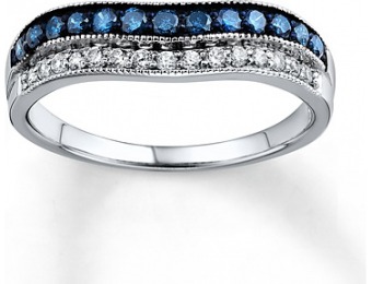 $324 off 1/4 cttw Blue/White 14K White Gold Diamond Enhancer Ring