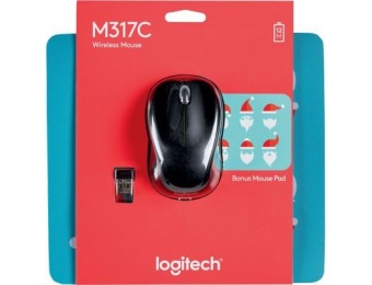 83% off Logitech M317 Wireless Mouse with Santa Stache Mouse Pad